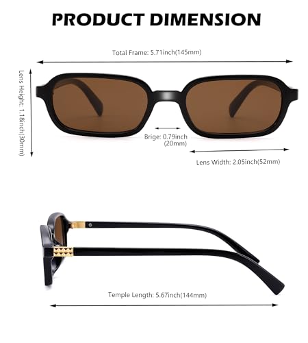 NULOOQ Retro Rectangular Sunglasses for Women, 90s Trendy Small Narrow Square Frame Sun Glasses4
