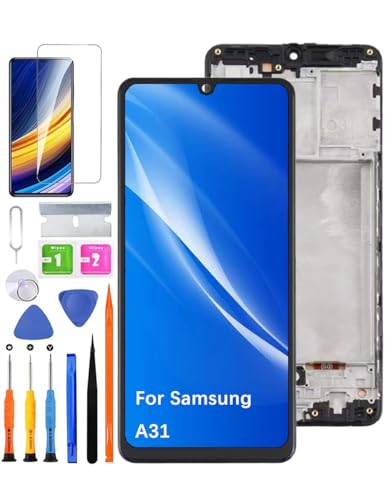 HLYGZX Pantalla de repuesto para Samsung Galaxy A31 LCD TFT, A315F A315G A315N, pantalla LCD, digitalizador táctil, kit de piezas de reparación (sin huellas dactilares, negro con marco)