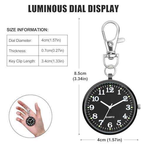 Image of Minimalist Ultra Thin Open Face Quartz Pocket Watch with Key Buckle Unisex Portable Unisex Pocket Watch