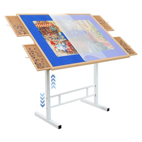 BittPicc Puzzle Table 1500 Piece Jigsaw Puzzle Table with 4 Drawers and Legs Adjustable Puzzle Tables for Adults