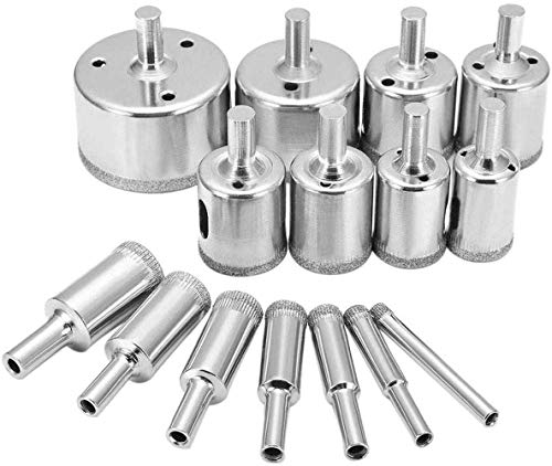 Punte Trapano Vetro 15 pezzi Set punte diamantate Ï6-50mm Frese HSS acciaio al carbonio taglio a umido per Piastrelle Marmo Set