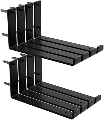 ISOKER 8 Pack - 11.25"L x 6"H x 1.5"W Shelf Bracket, 1/5” Thick Iron Metal Wall Floating Shelf Bracket, Rustic Industrial J Lip Shelf Bracket