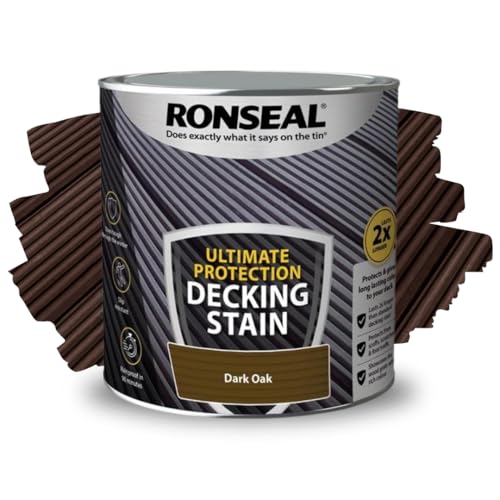 ARUUJ - Decking Stain, Long-Lasting Weather Protection, Quick Dry in 90 Minutes, Anti Slip Deck Stain, Indoor Outdoor Use, Protects Against Scuffs & Foot Traffic, Matt Finish (Dark Oak, 2.5L)
