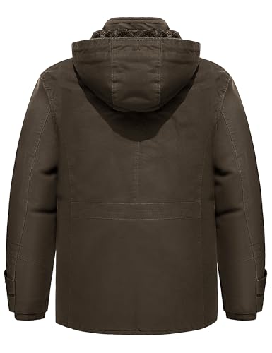 Image of TACVASEN Men's Jacket-Casual Winter Cotton Military Jacket Standard Length Thicken Hooded Cargo Coat