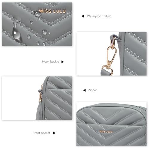 Miss Lulu Handtasche Damen Umhängetasche Klein, Handytasche zum Umhängen aus PU Leder, Crossbody Bag mit Verstellbarem Gurt, Schultertaschen mit 4 Fächern