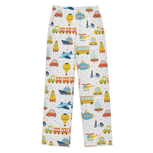 ZZXXB Transportation Print Boys Long Pants Soft Trousers Elastic Waist Kids Lounge Bottoms with Pockets S-XL