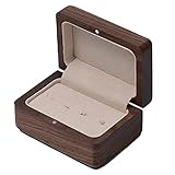 CrweanWcee リングケース ミニ 指輪用 木製 ペアリングケース ペア プロポーズ シンプル 高級 おしゃれ ギフトボックス 小さい 持ち運び 携帯用 (2個用, ウォールナット)