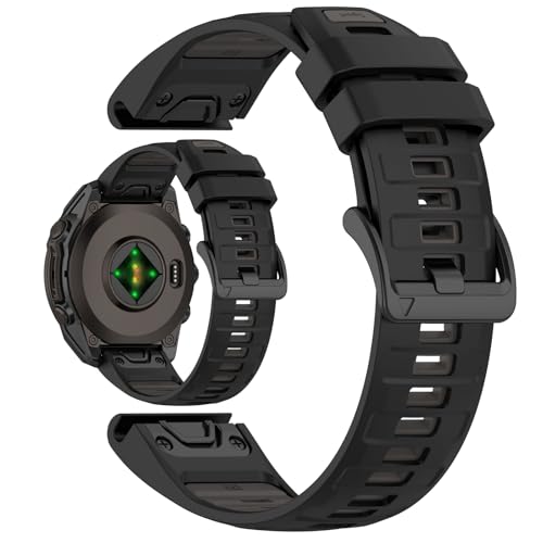 AWADUO Compatible con Garmin Fenix 8 47 mm/Fenix E 47 mm/Quatix7 Pro/Fenix 7/Fenix 7 Pro, correa de silicona de repuesto de 22 mm, suave y duradera (negro y gris), 47mm, Acero inoxidable, Cuarzo