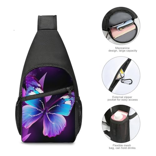 Bolso bandolera azul púrpura con diseño de mariposa miniatura 5