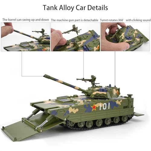 Guarsiliymi Diecast Armored Tank Car Model, Military Vehicle Toy Car, Collectible Amphibious Alloy Military Tank, Pull Back Car with Sound and Light for Adult Kids - Image 5