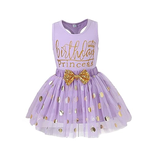 LYSMuch Toddler Little Girl's Birthday Outfits Princess Vest Sleeveless Shirt Mesh Tutu Skirt Clothing Set (Purple #1,7-8 Years)