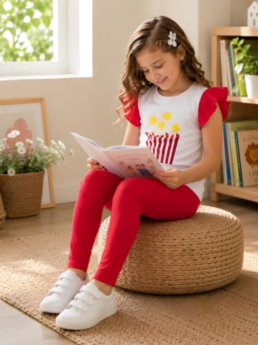 Image of Pilolo Kids Soft Cotton Lycra Solid Ankle Pocket Leggings for Girls