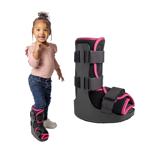 Brace Direct Kids Fracture Boot Pediatric Medical Walking Boot for Foot Injury, Sprained Ankle & Post-Surgery, Pink (Medium, US Kids 8.5K–11.5K)
