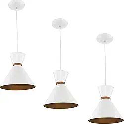 Kit 3 Pendentes Berlin 21cm Mesa Balcão Gourmet Branco/Cobre