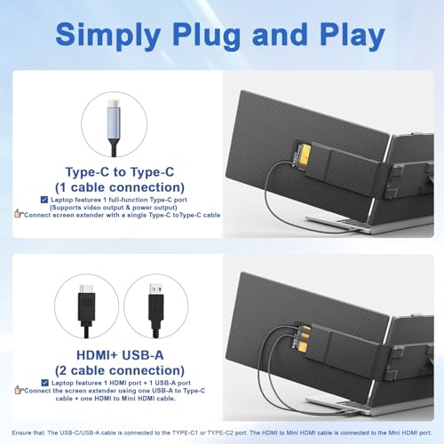 Image of KEFEYA Laptop Screen Extender, 14 inch FHD 1080P IPS Dual Laptop Monitor Extender, Portable Monitor Plug & Play USB-C /HDMI /USB-A for 13 inch-17 inch Laptops, Work with Windows /MacBook /Switch /PS5