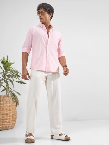 Image of Highlander Men Men's Relaxed Fit Casual Shirt | Cotton Linen | Relaxed fit | Full Sleeves|Premium Shirt for Man