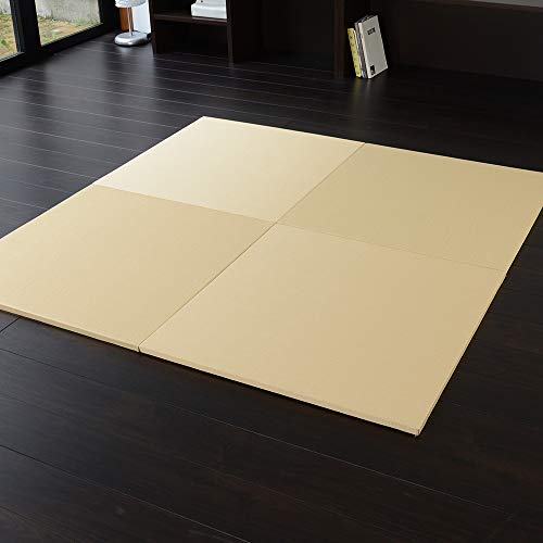こうひん 縁なし 置き畳 ユニット畳 『プラス』 4枚セット 82×82cm 国産和紙製 カラー:イエロー(ダイケン 健やかおもて) 柔らかめな踏み心地 厚さ2.5cmの【本格タイプ】 すべり止め付き 日本製