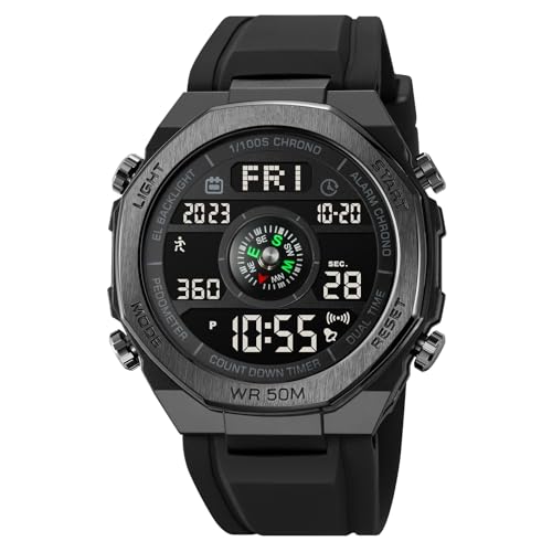 findtime Militär Uhren Herren Digitaluhr Outdoor Sport Schrittzähler ohne app und Handy Kalorienzähler Herrenuhr Digital Armbanduhr Tactical Watch Military Wasserdicht Stoppuhr Chronograph Jungen
