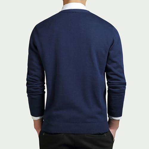 Mens Casual Comfortable Fit Sweaters V-Shaped Collar Soft Knitwear Button Threaded Elastic Cuffs Cardigan3