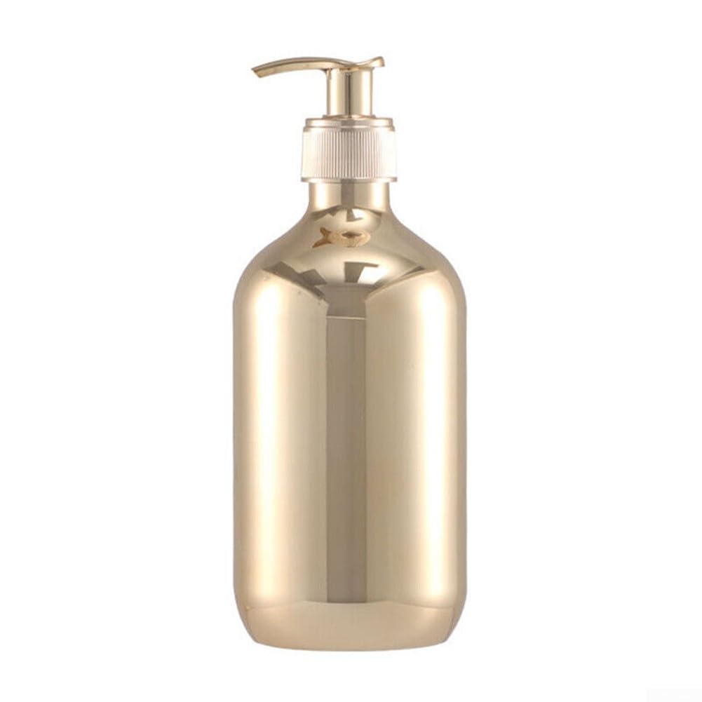 Hand Soap Dispensers, 300ml Liquid Soap Bottles For Various Liquids Sleek And Gold Chrome Shampoo Dispenser(Gold)