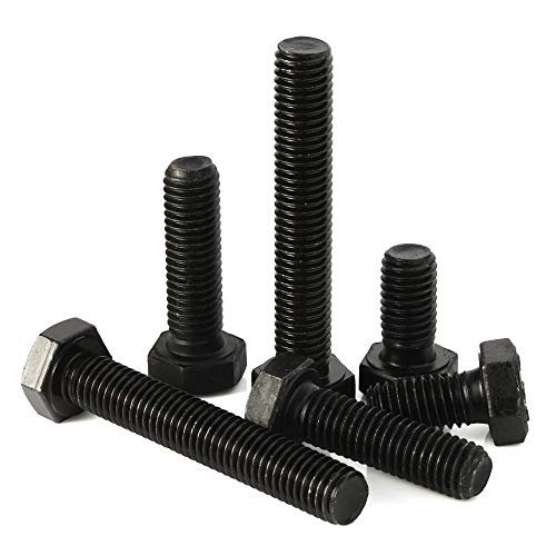 Image of Mellewell M8 x 70mm Hex Head Screw Bolts, Fully Threaded, Alloy Steel Grade 12.9, Black Oxide Finish, Quantity 10