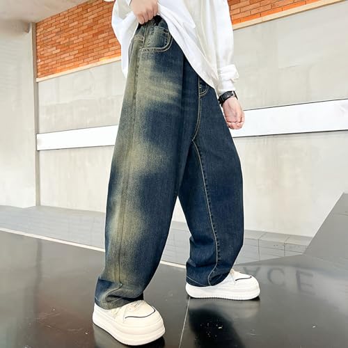 Pantalon enfant garçon ample en denim résistant à poches