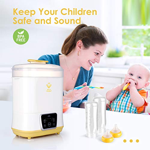 SIMBR Baby Bottle Warmer, Bottle Sterili-zer and Dryer 600W, 12 Bottles Capacity, 5-in-1 Multifunctional Electric Steam Sterili-zer with LED Touch Screen, 360° Steam Dis-Infection & Drying, BPA Free - Thumbnail 2