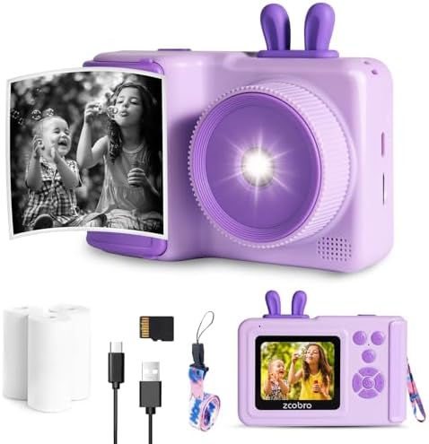 Kids Camera Instant Print Camera for Kids 1080P Toddler Camera That Print Photos Children Instant Cameras Toy for Girls Boys Age 3-12 Travel Kid Digital Camera Christmas Birthday Gifts (Purple) Kids Camera Instant Print Camera for Kids 1080P Toddler Camera That Print Photos Children Instant Cameras Toy for Girls Boys Age 3-12 Travel Kid Digital Camera Christmas Birthday Gifts (Purple)