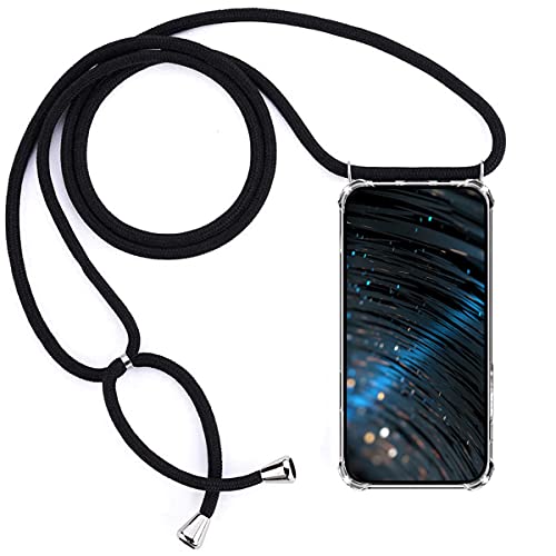 IEMY Coque en Corde pour Xiaomi Mi 12 Pro Collier Pendentif Réglable en Silicone Souple Transparent en TPU, Étui pour Xiaomi Mi 12 Pro - Noir Cover