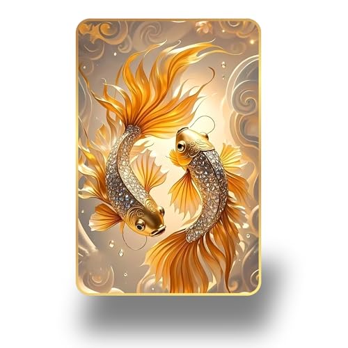 Image of Arkasto Golden Fish MDF Wall Art | Vastu Painting for Wealth & Prosperity | Golden Border Fish Wall Decor Frame for Home & Office