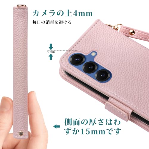 SZJAMIE Galaxy S25 ケース 手帳型 ギャラクシー S25 / SC-51F / SCG31 手帳型ケース おしゃれ 軽量 薄型 可愛い 人気 耐衝撃 上質な手触り カード収納 シンプル クリーン デザイン 財布型 全面保護 ブランド 横置き機能 ストラップ付き スマホケース (Galaxy S25 (SC-51F / SCG31) 対応, アプリコットピンク)