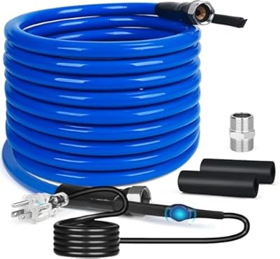 15FT-50FT Heated Water Hose for RV,Heated Drinking Water Hose with Thermostat,Lead and BPA Free,1/2" Inner Diameter,Temperatures Down to -40°F Self-Regulating white Appearance (15FT)
