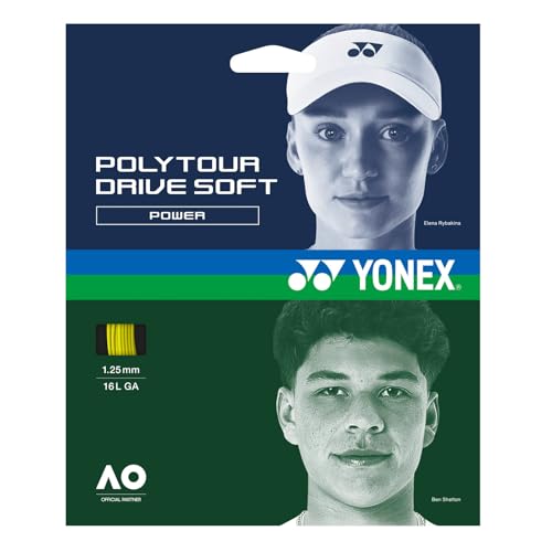 YONEX Poly Tour Drive Soft Tennissaiten, 1,25 mm, 16L GA, gelb