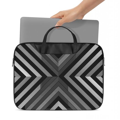 Bolso para Laptop 17 Pulgadas Rayas Blanco y Negro miniatura 2