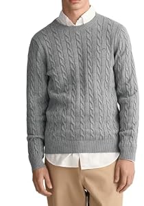 GANT Men's Cotton Cable C-Neck Sweater,
