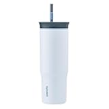 Owala Stainless Steel Triple Layer Insulated Travel Tumbler with Spill Resistant Lid and Straw, BPA Free, 24 oz, Grey/Blue (The Great Blue)