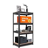 HOMEDANT House 組立簡単 ラミネート スチールラック キッチン 4段 幅60 奥行40 高さ120 ブラック ホームダント 高さ調整可能 棚 収納棚 メタルラック 倉庫 ガラージ オフィス 業務用