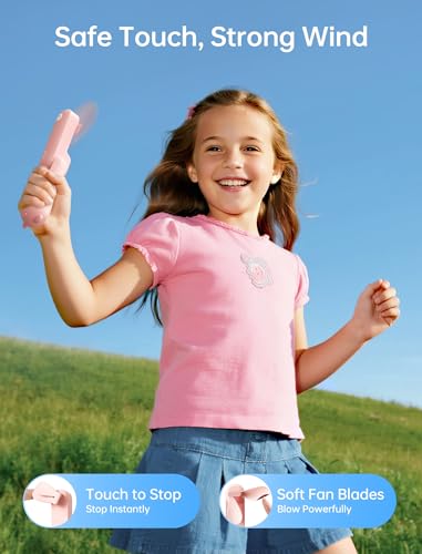Miniatura 8 de Jisulife Ventilador Portátil Banco De Energía De 4800 Mah, Duración Máxima De La Batería 46 Horas, Ventilador Portátil Con Pilas, 3 Velocidades-Rosa