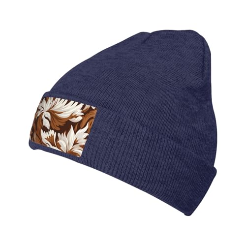 HQaxsfQxnr Beanie Hat for Women Men Brown and White Pattern