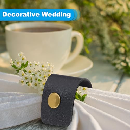 PATIKIL Napkin Rings, 12 Pcs Leather Napkin Rings Rustic Holder for Table Decor Thanksgiving Farmhouse Wedding Fall Banquets Dinner Party Ornaments Classic, Black - Cosy Home Interiors PATIKIL Napkin Rings, 12 Pcs Leather Napkin Rings Rustic Holder for Table Decor Thanksgiving Farmhouse Wedding Fall Banquets Dinner Party Ornaments Classic, Black - Image 7
