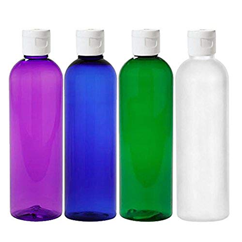 MoYo Natural Labs 4 oz Travel Bottles, Empty Travel Containers with Flip Caps, BPA Free PET Plastic Squeezable Toiletry/Cosmetic Bottles (Neck 20-410) (Pack of 4, Psychedelic)