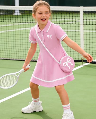 Move Dance Little Girls Sporty Dress Size 5-6 Pink Sundress with Bag - image 4