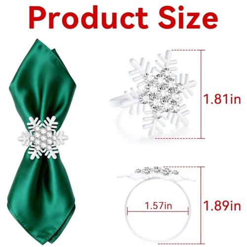 ZeeDix 6 Stück Serviettenringe Weihnachten Weiß Schneeflocke – Ansicht 2