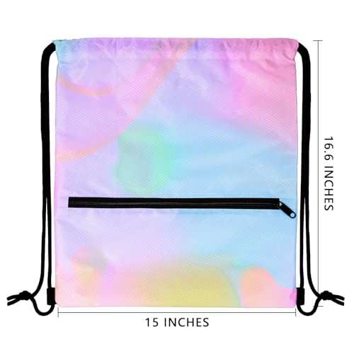 GoodtoU Gym Drawstring Bags, Waterproof Drawstring Bag with Zipper Pocket Cinch Bags Drawstring Swim Backpack Sack Bag Gym Backpack for Men Women (Rainbow 2 pcs)