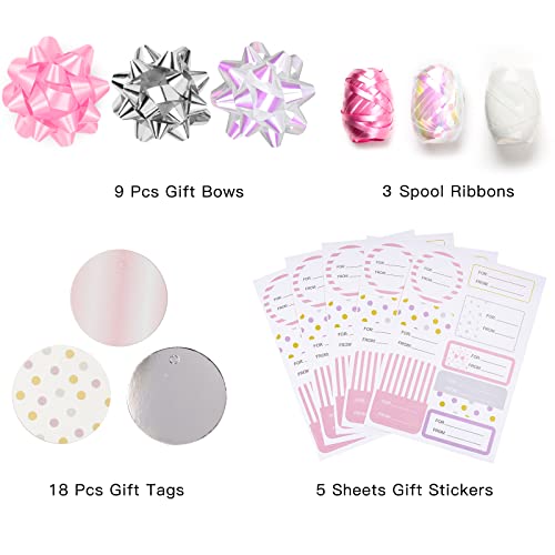 Wrapaholic Wrapping Paper Set - Rose Gold And Pink Wrapping Paper Bundle With Gift Bow & Ribbon & Tag & Sticker, Perfect For Birthday, Holiday, Wedding, Baby Shower #TOP1