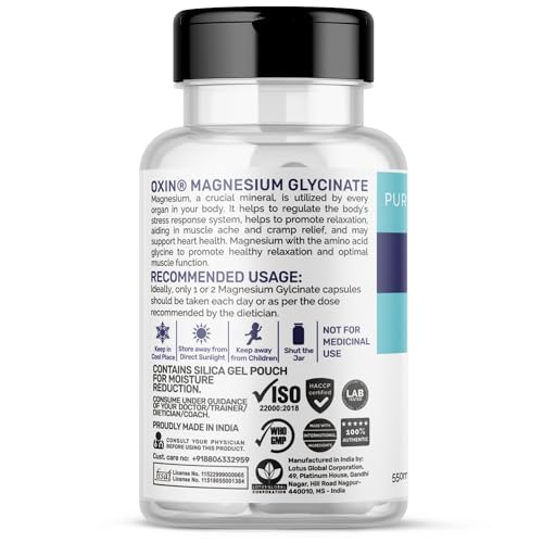 Image of Oxin Nutrition Magnesium Glycinate High Absorption - 60 Vegetable Capsules