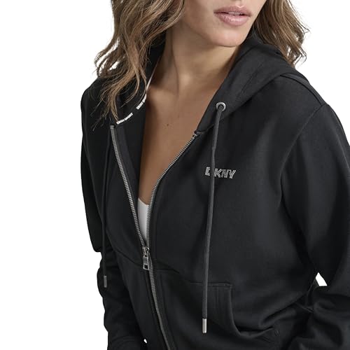 Chaqueta DKNY de felpa suave con mini studs decorativos de mujer 5