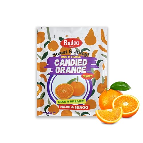 Rudca Food Premium Candied Wet Orange Slices - Ready-to-Eat or Cook, French Gourmet Treat, 7oz Pack