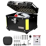 MOCOERL Maleta para moto, color negro, gran capacidad, 45 L, resistente al agua, plástico ABS, portaequipajes, maletín, moto, caja, soporte de fijación universal