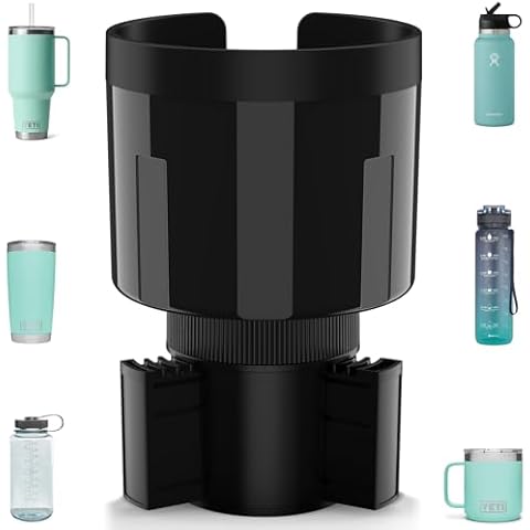 TYKOR Car Cup Holder Expander Adapter with Offset Base, Cup Holder Extender for Car Compatible with Yeti 14/24/36oz, Hydro Flasks 32/40oz, Other Large Water Bottles and Mugs in 3.2"-4.0" Cover